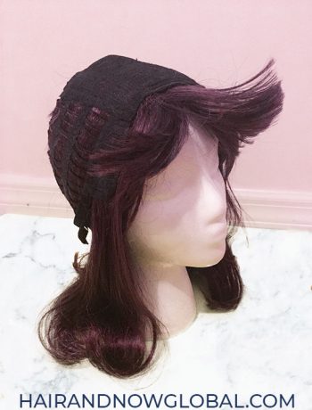 image-of-a-capless-wig-inside-out on a mannequin